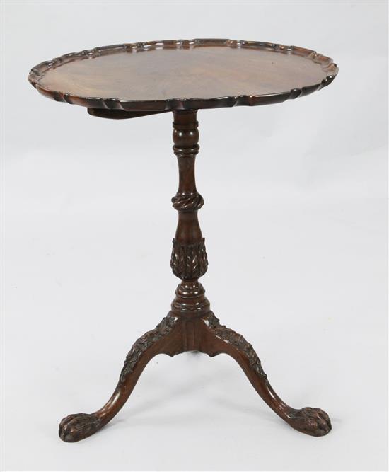 A George III mahogany tripod table, W.2ft H.2ft 5in, associated top